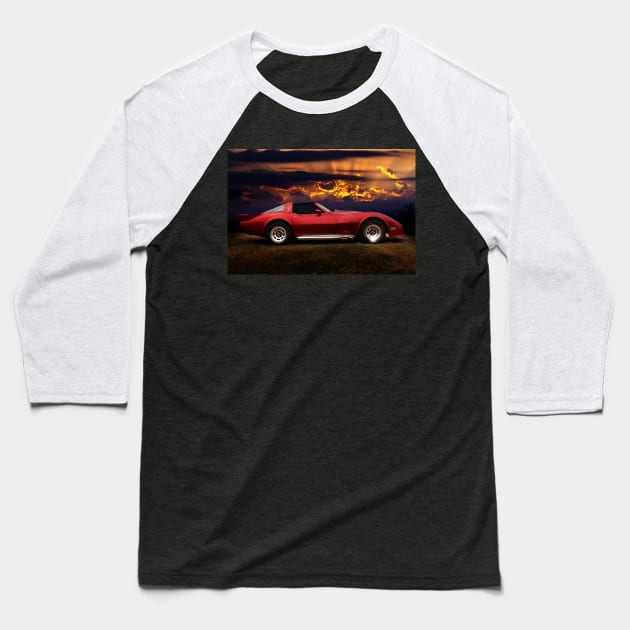 Corvette Stingray, Red Corvette Baseball T-Shirt by hottehue